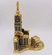 Load image into Gallery viewer, Modefa Islamic Turkish Table Decor Showpiece Gift Sculpture Figure Arabic 99 Names of Allah Kaba Clock Tower Replica Gold