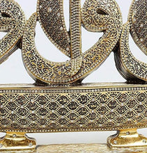Load image into Gallery viewer, Modefa Islamic Turkish Table Decor Showpiece Gift Sculpture Figure Arabic Waw Sailboat 99 Names of Allah (Gold)