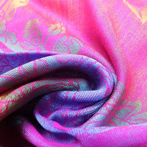Multicolor Floral Womens Jacquard Cotton Pashmina Wrap Shawl Tassel Scarf - Zainab's Closet