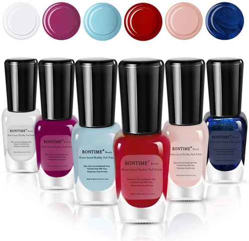 BONTIME Non-Toxic Nail Polish - Easy Peel Off & Quick Dry, Organic Water Based Nail Polish Set for Women,Teens,Kids(6 Colors,0.27 fl oz) - Zainab's Closet