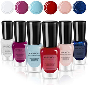 BONTIME Non-Toxic Nail Polish - Easy Peel Off & Quick Dry, Organic Water Based Nail Polish Set for Women,Teens,Kids(6 Colors,0.27 fl oz) - Zainab's Closet
