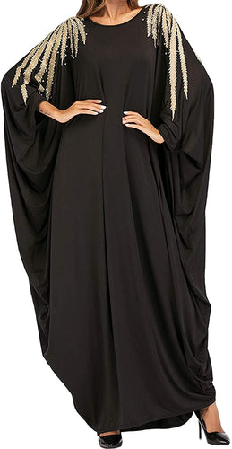 Sinnu Women's Black Dubai Batwing Sleeve One Size Abaya - Zainab's Closet