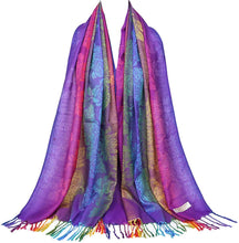Load image into Gallery viewer, Multicolor Floral Womens Jacquard Cotton Pashmina Wrap Shawl Tassel Scarf - Zainab&#39;s Closet