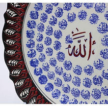 Load image into Gallery viewer, Modefa Handmade Ceramic Islamic Turkish Table Wall Decor Decorative Art Plate (Blue, Muhammad)