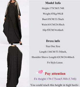 Sinnu Women's Black Dubai Batwing Sleeve One Size Abaya - Zainab's Closet