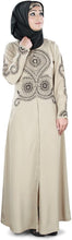 Load image into Gallery viewer, MyBauta Women&#39;s Embroidered Warm Grey Open Front Abaya - Zainab&#39;s Closet