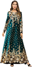 Load image into Gallery viewer, MedeShe Women&#39;s Loose Crewneck Gold Ethnic Print Casual Dress - Zainab&#39;s Closet
