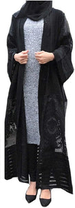 Abetteric Womens Embroidered Dubai Style Muslim Abaya Robe