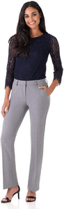 Rekucci Women's Smart Stretch Desk to Dinner Straight Leg Pant w/Zipper Closure - Zainab's Closet