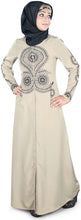 Load image into Gallery viewer, MyBauta Women&#39;s Embroidered Warm Grey Open Front Abaya - Zainab&#39;s Closet