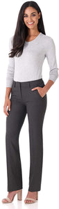 Rekucci Women's Smart Stretch Desk to Dinner Straight Leg Pant w/Zipper Closure - Zainab's Closet