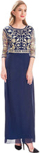 Load image into Gallery viewer, MANER Chiffon Beaded Sequin 3/4 Sleeve Long Gown - Zainab&#39;s Closet