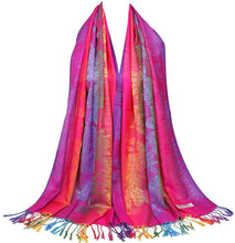 Load image into Gallery viewer, Multicolor Floral Womens Jacquard Cotton Pashmina Wrap Shawl Tassel Scarf - Zainab&#39;s Closet