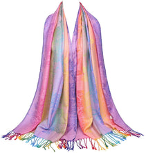 Load image into Gallery viewer, Multicolor Floral Womens Jacquard Cotton Pashmina Wrap Shawl Tassel Scarf - Zainab&#39;s Closet