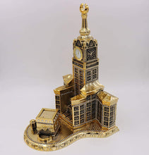 Load image into Gallery viewer, Modefa Islamic Turkish Table Decor Showpiece Gift Sculpture Figure Arabic 99 Names of Allah Kaba Clock Tower Replica Gold