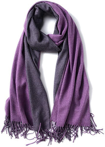 FORTREE Large Soft 2 Tone Cashmere Feel Lightweight Shawls Wrap Scarf - Zainab's Closet