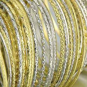 Ensoul Childrens' Flower Mixed Metal Aztec Multi Bangle Set of 50