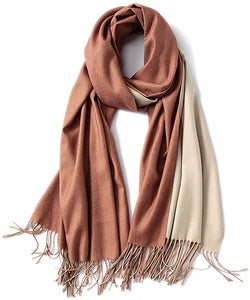 FORTREE Large Soft 2 Tone Cashmere Feel Lightweight Shawls Wrap Scarf - Zainab's Closet