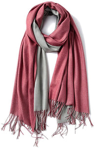 FORTREE Large Soft 2 Tone Cashmere Feel Lightweight Shawls Wrap Scarf - Zainab's Closet