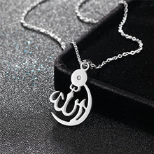 Load image into Gallery viewer, PROSTEEL Stainless Steel Allah Necklace, Muslim Islamic Jewelry,Crescent Moon,Eid Gift,Arabic Necklace,Gold/Silver Tone, Come Gift Box