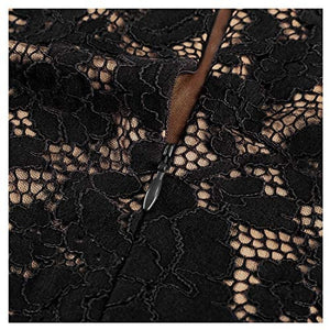 MISSMAY Women's Vintage Full Lace Contrast Bell Sleeve Formal Long Dress - Zainab's Closet