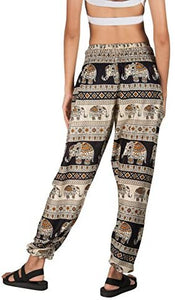 Joob Joob Women's Comfy Bohemian Tapered Elephant Loose Yoga Travel Pajama Lounge Pants - Zainab's Closet