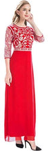 Load image into Gallery viewer, MANER Chiffon Beaded Sequin 3/4 Sleeve Long Gown - Zainab&#39;s Closet