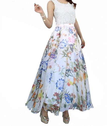 Afibi Womens Full/Ankle Length Blending Maxi Chiffon Long Skirt - Zainab's Closet