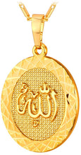 Load image into Gallery viewer, U7 Unisex Platinum / 18K Gold Plated Allah Pendant with 22 inch Link Chain Necklace