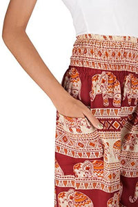 Joob Joob Women's Comfy Bohemian Tapered Elephant Loose Yoga Travel Pajama Lounge Pants - Zainab's Closet
