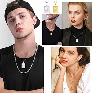 U7 Unisex Platinum / 18K Gold Plated Allah Pendant with 22 inch Link Chain Necklace
