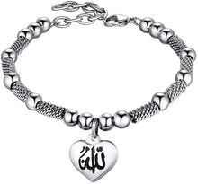 Load image into Gallery viewer, PROSTEEL Childrens&#39; Allah Bracelet, Islamic Jewelry Stainless Steel Beaded Chain Bracelet, fits Wrist from 5.9&#39;&#39; to 7.9&#39;&#39;