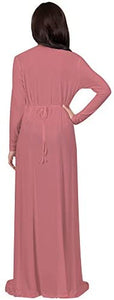 KOH KOH V-Neck Flowy Formal Kaftan Dress - Zainab's Closet