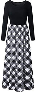 ZESICA Women's Floral Print Long Sleeve Pockets Empire Waist Pleated Long Maxi Dress