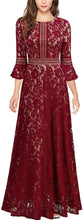 Load image into Gallery viewer, MISSMAY Women&#39;s Vintage Full Lace Contrast Bell Sleeve Formal Long Dress - Zainab&#39;s Closet