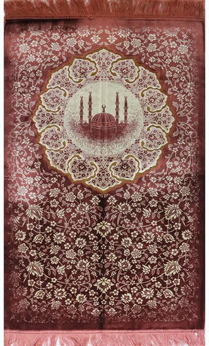 Modefa Turkish Velvet Prayer Rug Adult Janamaz Namaz Seccade Prayer Mat Carpet Floral Mosque (Pink)