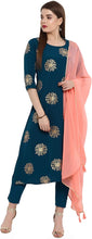 Load image into Gallery viewer, Janasya Indian Tunic Tops Crepe Kurti Set with Dupatta for Women