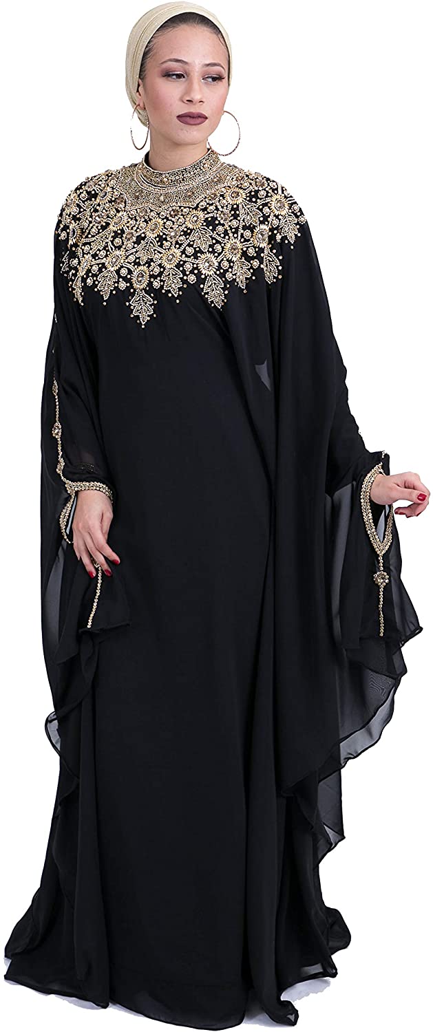 Athena Long Sleeve Chiffon Maxi Formal Gown Kaftan - Zainab's Closet