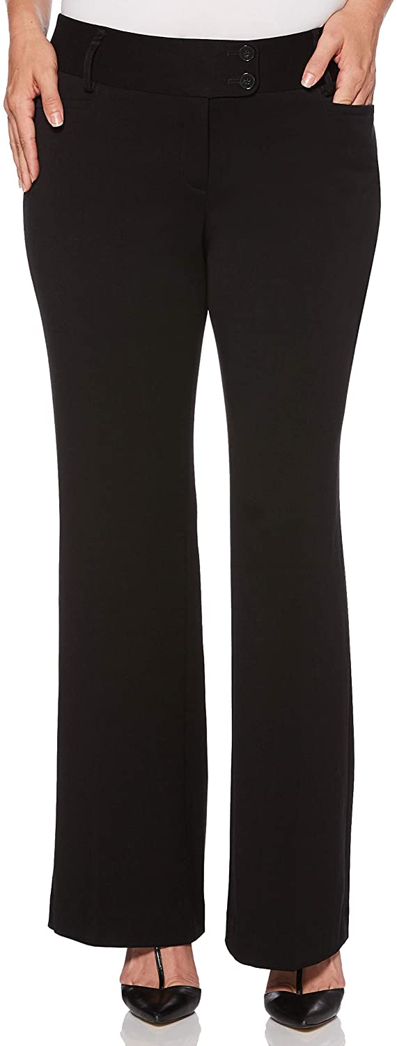 Rafaella Women's Curvy Fit Gabardine Boot Leg Trousers - Zainab's Closet