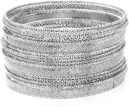 Ensoul Multiple Textured Metal Bracelets & Bangles Set for Girls 18Pcs/Set