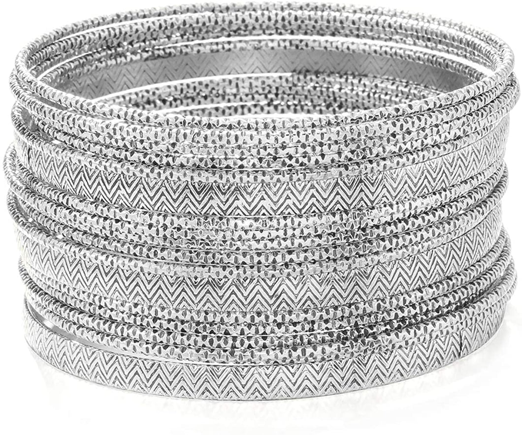 Ensoul Multiple Textured Metal Bracelets & Bangles Set for Girls 18Pcs/Set