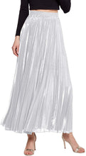 Load image into Gallery viewer, CHARTOU Women&#39;s Premium Metallic Shimmer Accordion Pleated Long Maxi Skirt