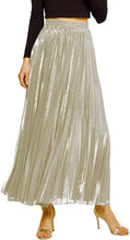 Load image into Gallery viewer, CHARTOU Women&#39;s Premium Metallic Shimmer Accordion Pleated Long Maxi Skirt