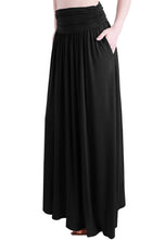 Load image into Gallery viewer, TRENDY UNITED Women&#39;s Rayon Spandex High Waist Shirring Maxi Skirt with Pockets (BLK, Large) - Zainab&#39;s Closet