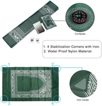 Load image into Gallery viewer, Hitopin Islamic, Travel Prayer Mat with Compass Pocket Sized Carry Bag and Attached Compass with Qibla Finder Praying Rug Portable Nylon Waterproof 2 Colors 2Packs