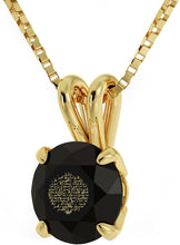 Load image into Gallery viewer, NanoStyle Jewelry Yellow Gold Plated Arabic Necklace Islamic Ayatul Kursi Inscribed in 24kt Gold on Crystal, 18&quot; Chain