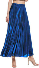 Load image into Gallery viewer, CHARTOU Women&#39;s Premium Metallic Shimmer Accordion Pleated Long Maxi Skirt