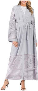 Abetteric Womens Embroidered Dubai Style Muslim Abaya Robe