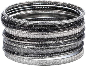 Ensoul Multiple Textured Metal Bracelets & Bangles Set for Girls 18Pcs/Set