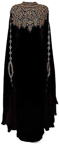 WUBU Moroccan Black Maxi Kaftan Long Evening Gown - Zainab's Closet
